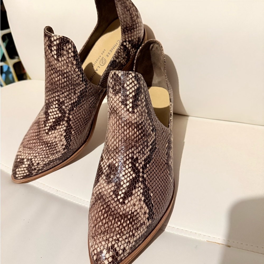 Chinese Laundry Brown Snakeskin Ankle Booties